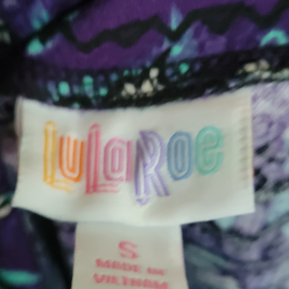 LuLaRoe Vibrant Purple and Teal Patterned Pencil Cassie Skirt #8 - Picture 3 of 3
